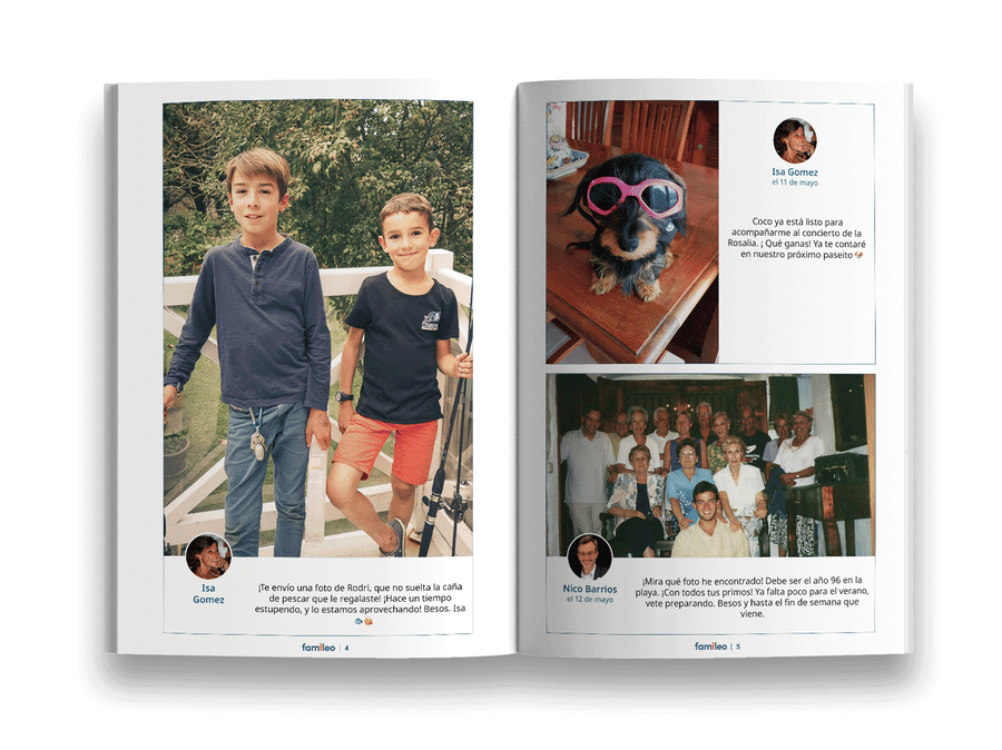 Ejemplo de dentro un álbum Famileo