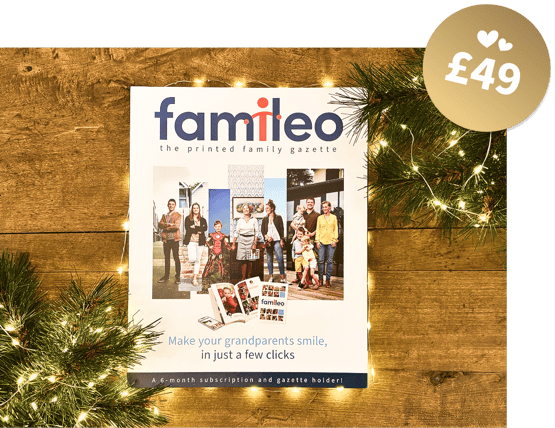 A 6 month Famileo subscription box ready to be unwrapped christmas