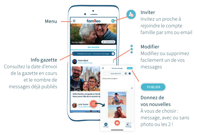 fonctionnalités application Famileo