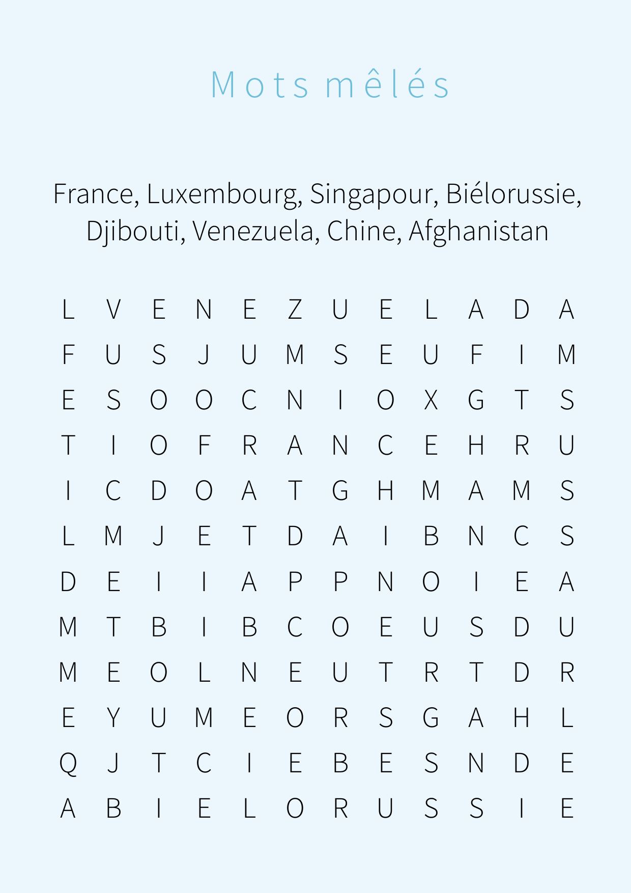 Juillet - Mots cachés (1)